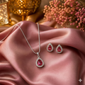 Ruby Teardrop Pendant & Earring Set
