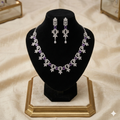 Amethyst Purple CZ Geometric Necklace & Earrings Set