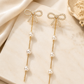 Pearl Chain Bow Earrings for Girls | Trendy Party Wear Accessories