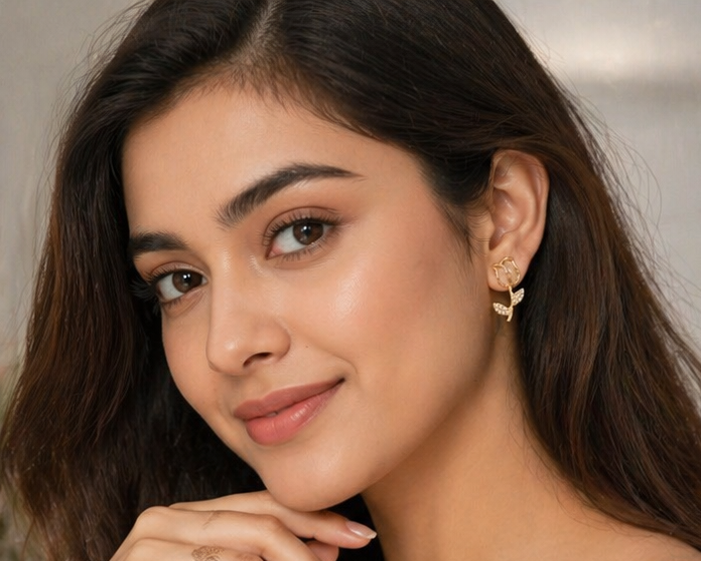 Elegant Tulip Flower Earrings for Women | Gold Plated Floral Studs