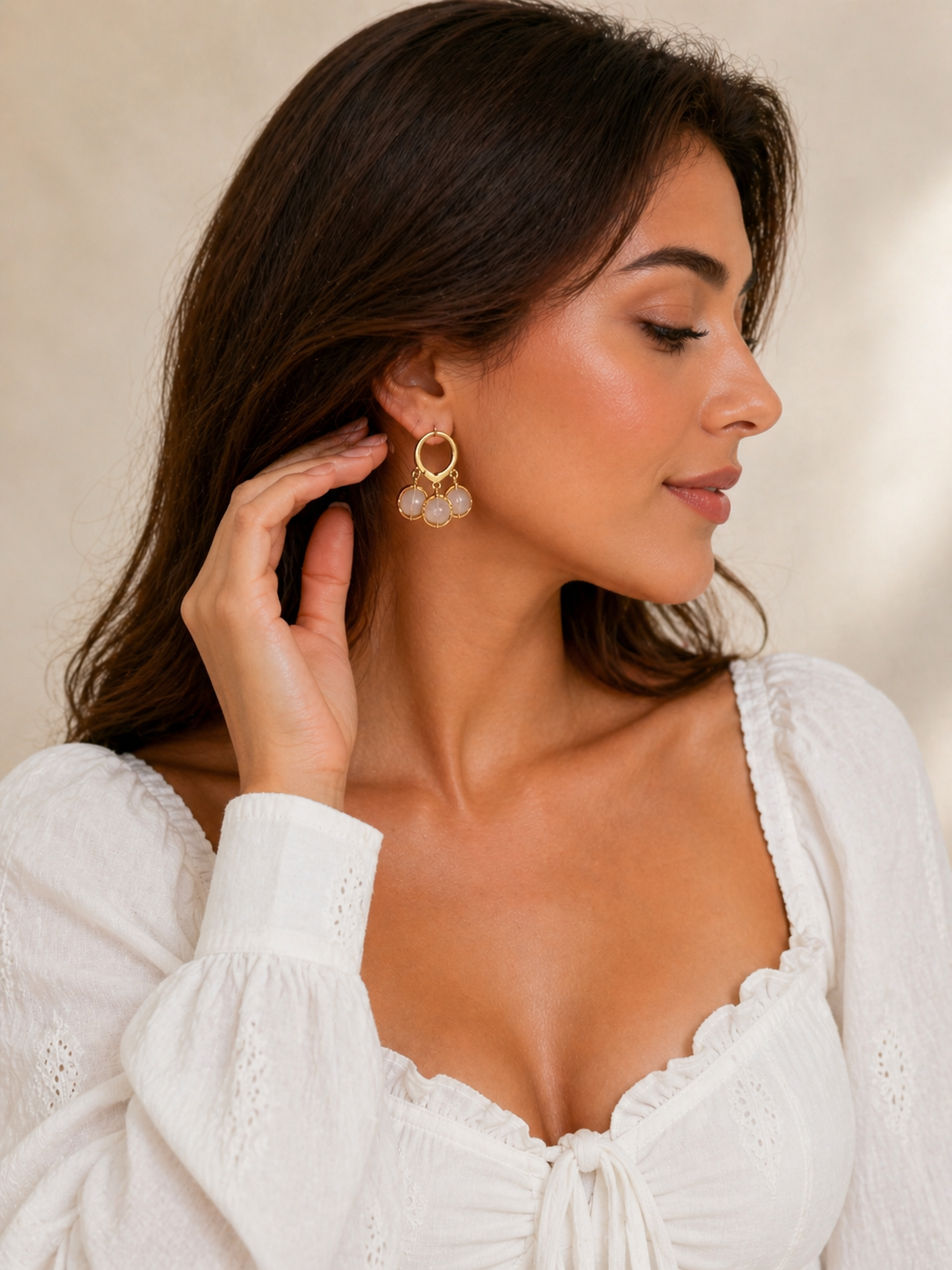 Crystal Charm Hoop Earrings for Women | Korean Trendy Earrings