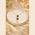 Anti Tarnish Gold Plated Black Star Pendant Necklace for Women & Girls | Crystal Drop Chain