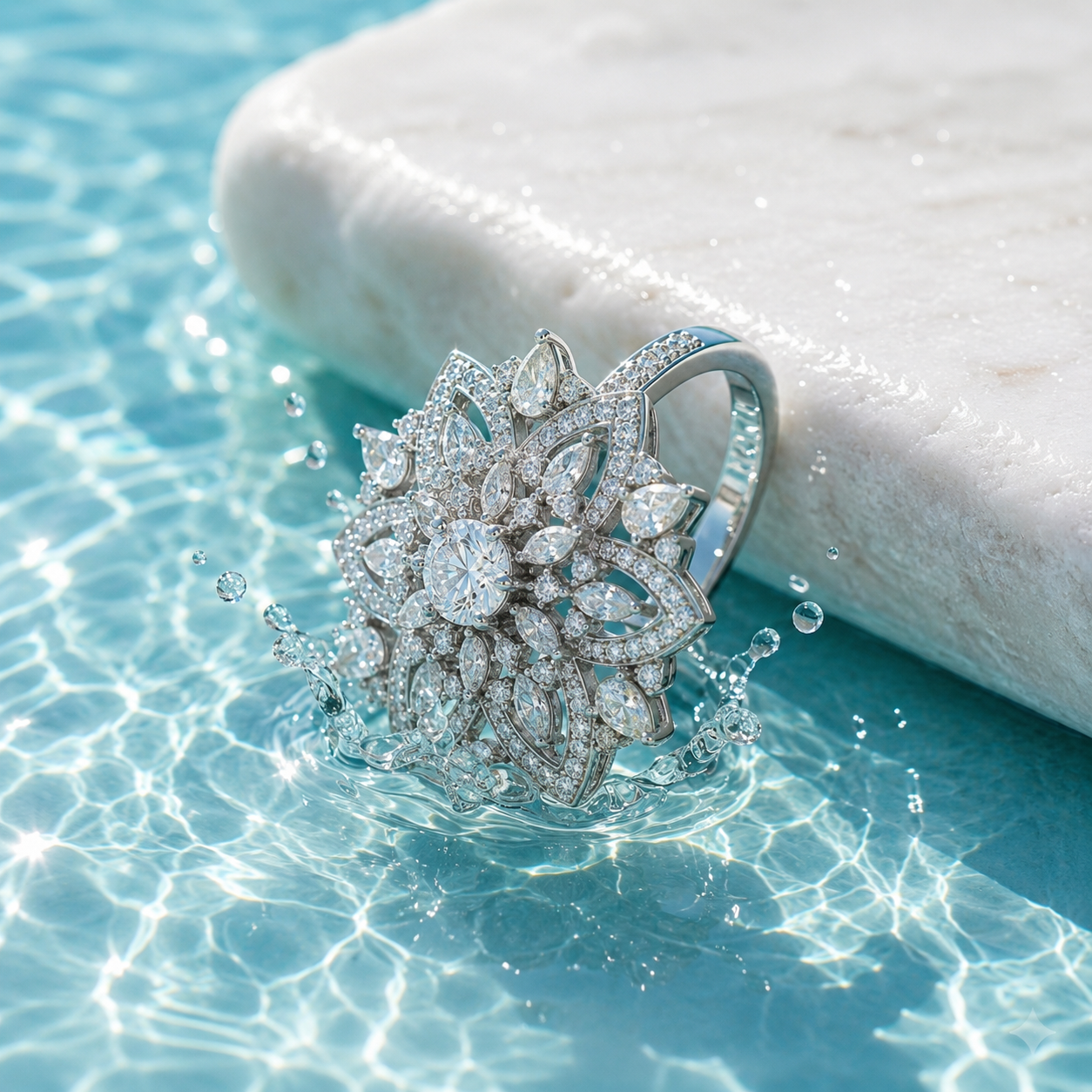Crystal Floral Bloom CZ Adjustable Ring