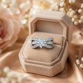Crystal Bow CZ Solitaire Adjustable Ring