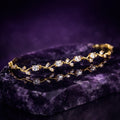 Gold Plated Crystal Bracelet for Women & Girls | Anti Tarnish Elegant Link Bracelet | Adjustable Jewelry